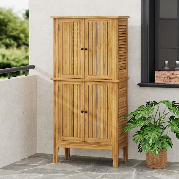 Orion 30 in. W x 16.14 in. D x 61.8 in. H Patio Outdoor Storage Cabinet, Acacia Wood, Teak Color