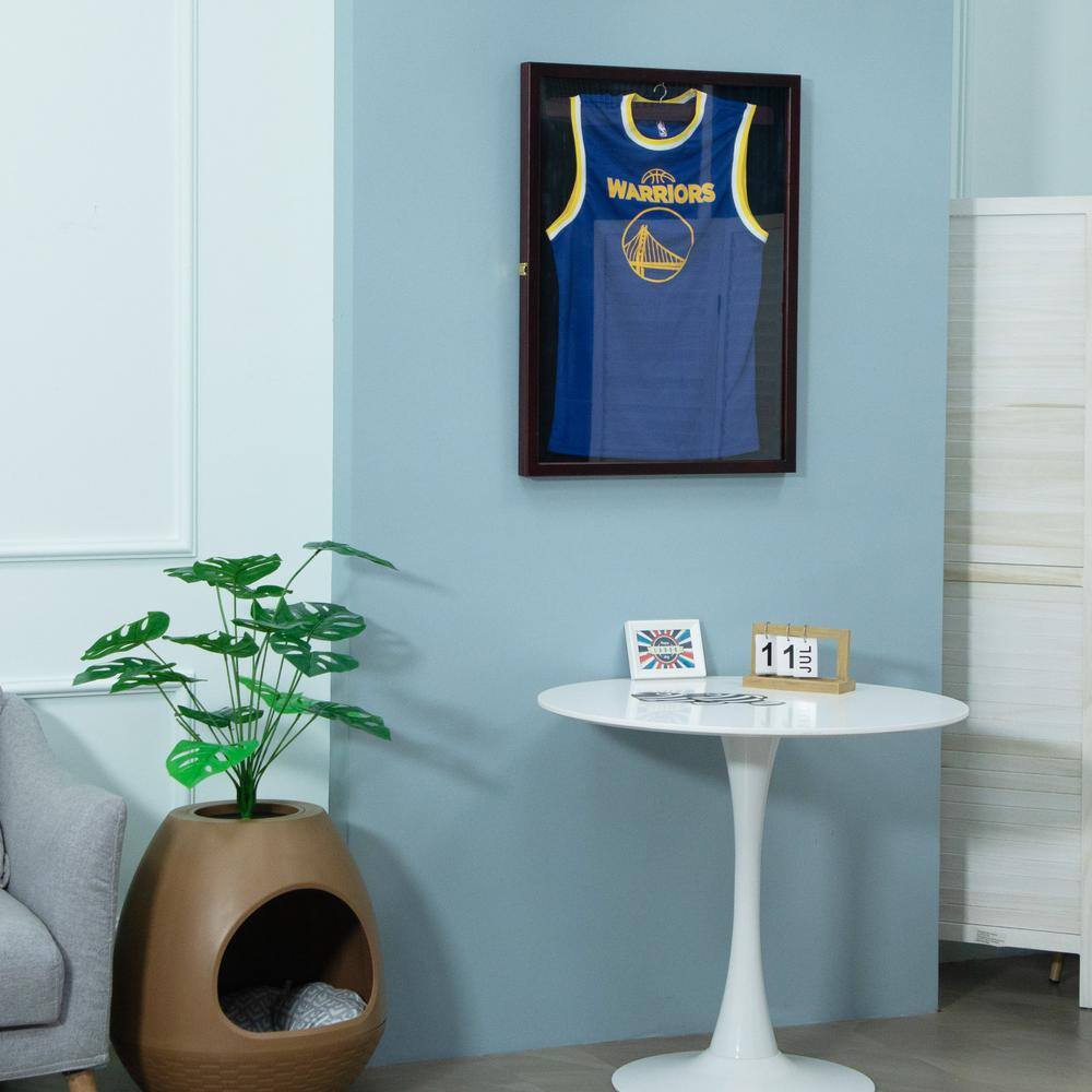 23.2 in. x 31.2 in. Brown Pine Wooden Rectangle Picture Frame Jersey Frame 