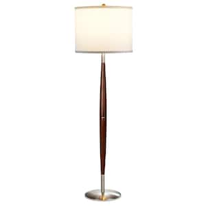 Lucas 61 in. Walnut Brown Mid-Century Modern LED Floor Lamp
