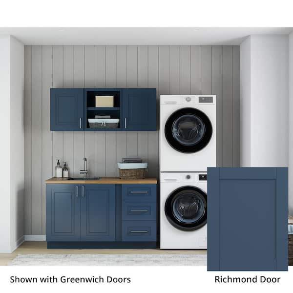 MILL'S PRIDE Richmond Valencia Blue Plywood Shaker Stock Ready to Assemble Kitchen-Laundry Cabinet Kit 24 in. x 77 in. x 60 in.