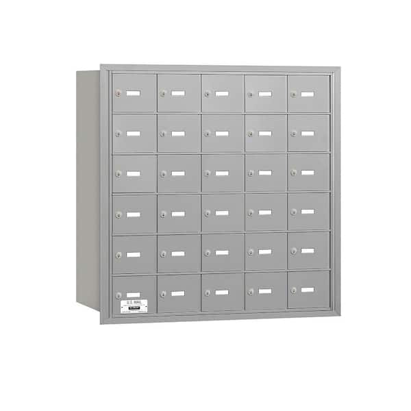 Salsbury Industries 3600 Series Aluminum Private Rear Loading 4B Plus Horizontal Mailbox with 30A Doors