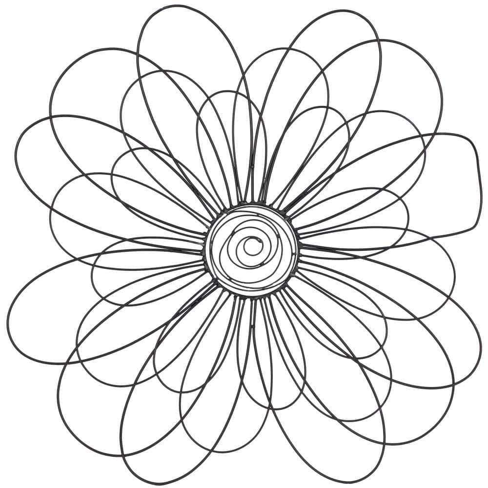 Black 3D Wire Floral Wall Sculpture with Crystal Embellishments