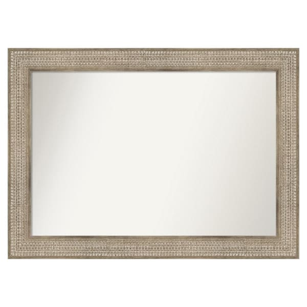 Amanti Art Trellis Silver 40 in. x 29 in. Custom Non-Beveled Wood Framed Bathroom Vanity Wall Mirror