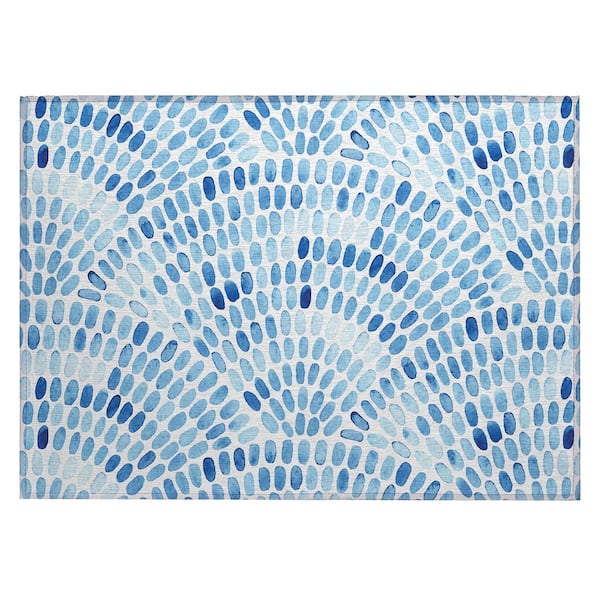 Addison Rugs Surfside Blue 1 ft. 8 in. x 2 ft. 6 in. Geometric Indoor/Outdoor Area Rug