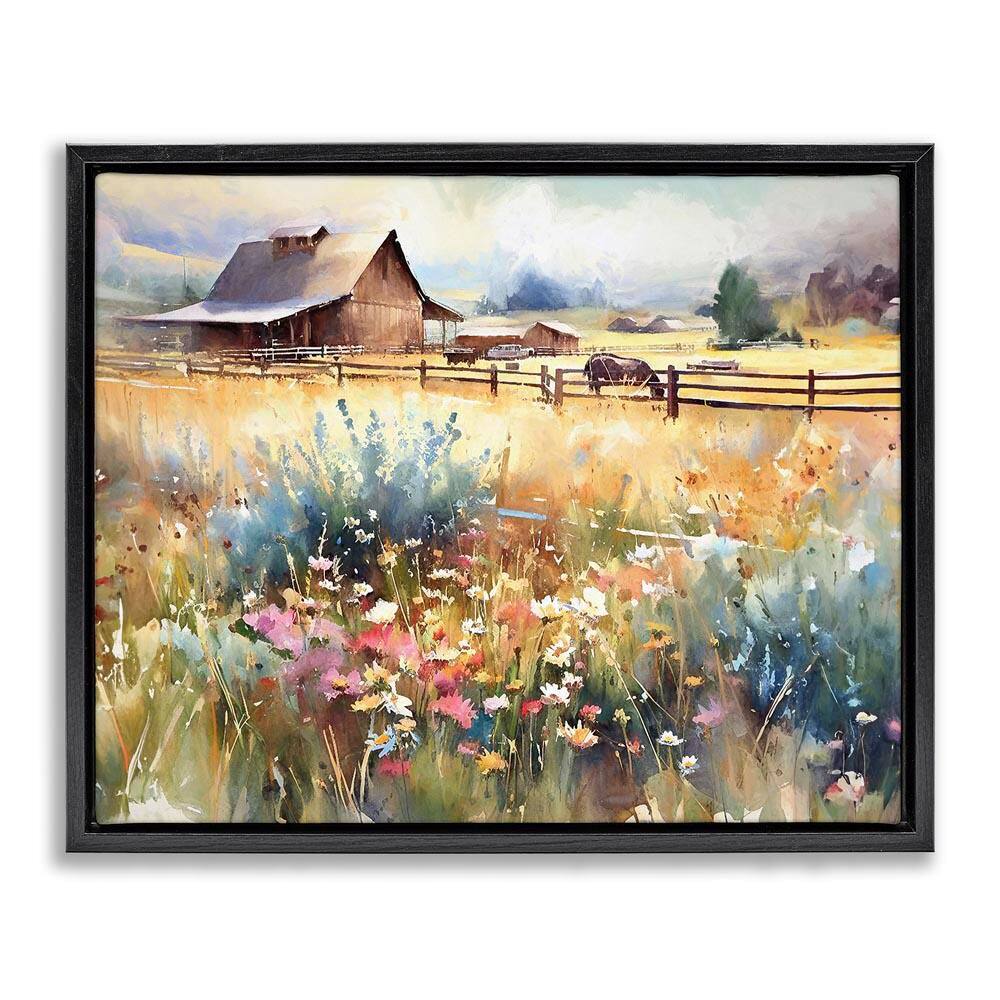 Horse in Farmhouse Meadow by Ramona Murdock Black Floater Frame Graphic Art Print Nature 31 in. x 25 in. price history on PriceWatchPro