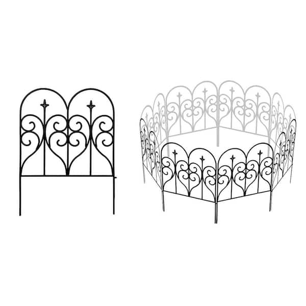 Decorative 32 in. Rustproof Metal Garden Fence Animal Barrier, Outdoor Fencing Panel Border for Yard Patio Flower Bed