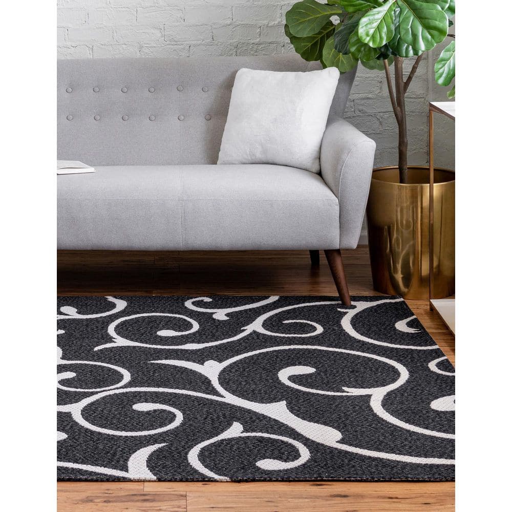 Decatur Courtyard Black Cotton Flatweave 2'x3' Indoor Rug