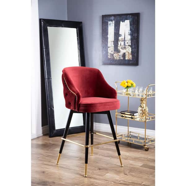 Unbranded Eva Burgundy Tufted Back Bar Stool