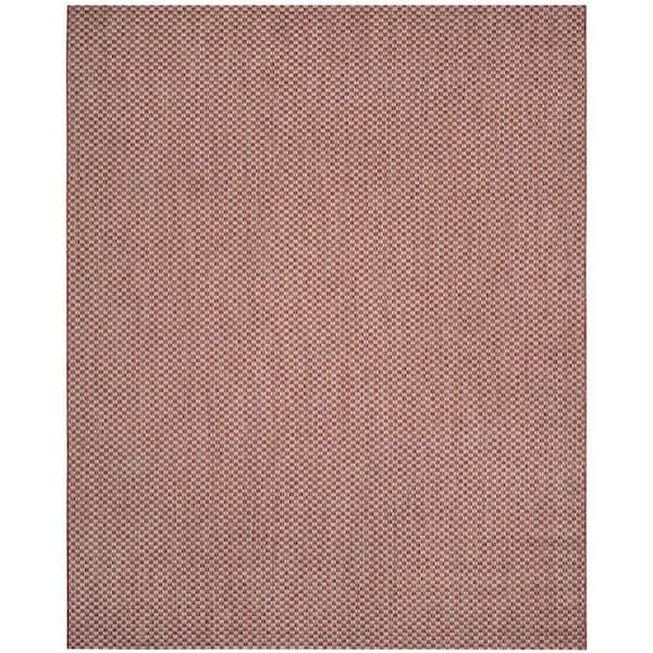 SAFAVIEH Courtyard Rust/Light Gray 8 ft. x 11 ft. Solid Indoor/Outdoor Patio  Area Rug