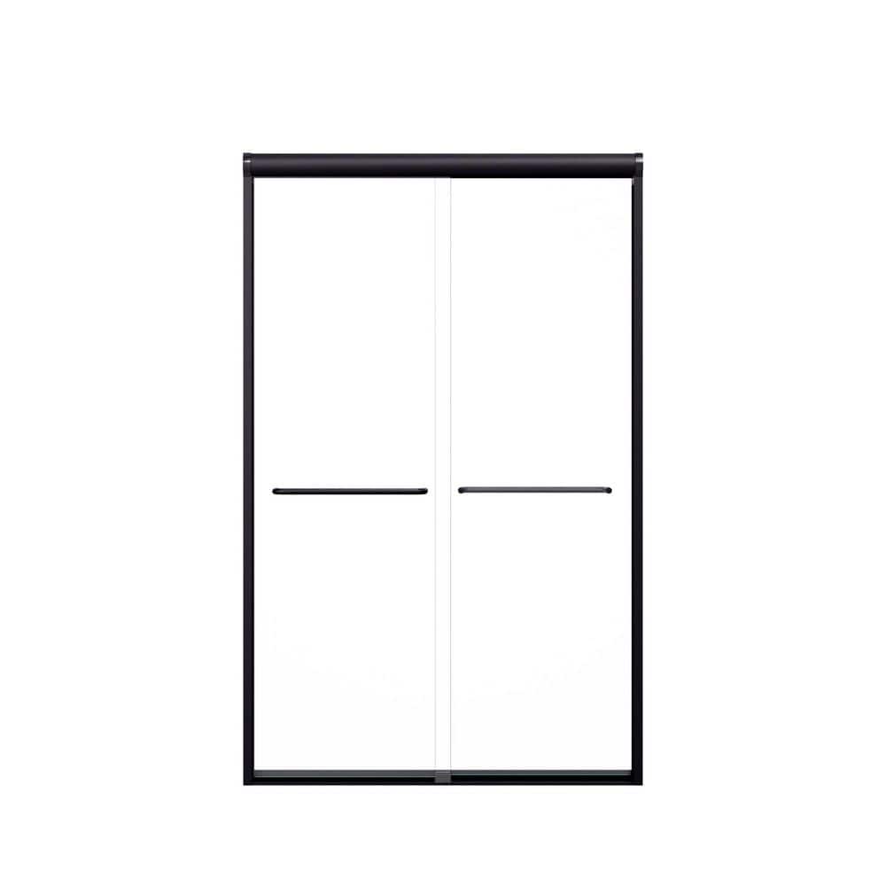 48 in. W x 72 in. H Semi-Frameless Double Sliding Shower Door in Matte Black with Tempered Glass Door price history on PriceWatchPro
