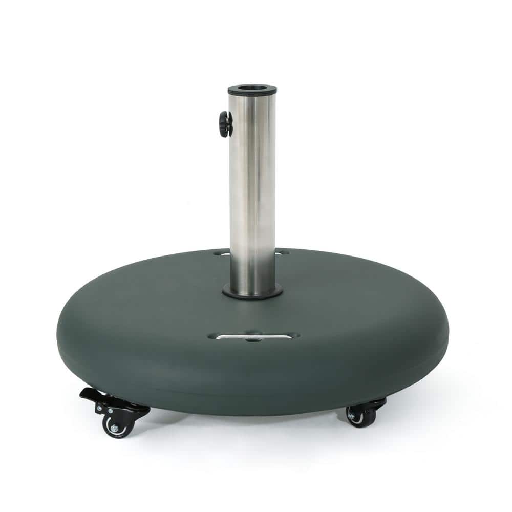 88 lbs. Concrete Patio Umbrella Base with Wheels in Green, Accommodates 1.6
