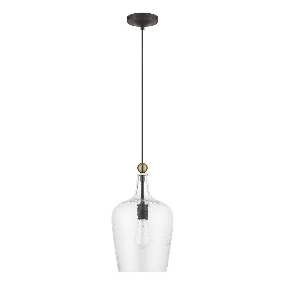 Avery Transitional Bronze Antique Brass Clear Glass Pendant Light