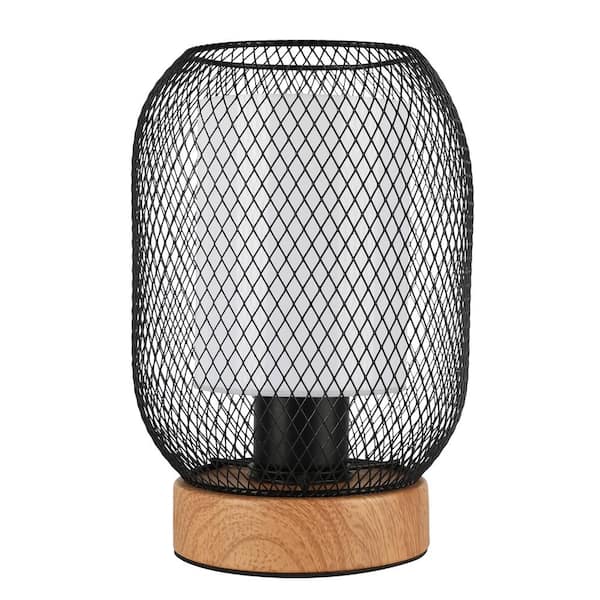 TOZING 9 in. Modern Uplight Desk Lamp Iron Acrylic Double Layer Lampshade Wooden Base Rocker Switch (Dimmable Bulb Included)