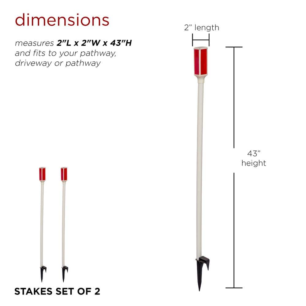 White and Red Solar LED Pathway Light Set of 2