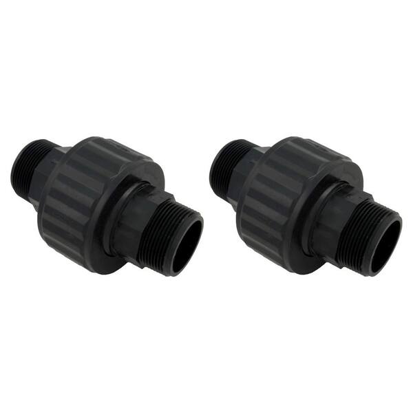 HAYWARD 1.5 in. MIP Self-Aligning Double Male-Ended Union Black (2-Pack)