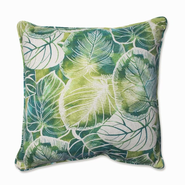 Pillow Perfect Floral Green Square Outdoor Square Throw Pillow
