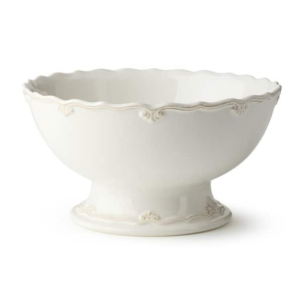 Heritage 80 fl. oz. White Stoneware Footed Deep Bowl 10.75 in. x 5.5 in.