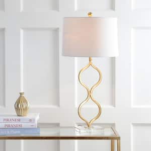 Levi 31.5 in. Gold Leaf Metal/Crystal Table Lamp