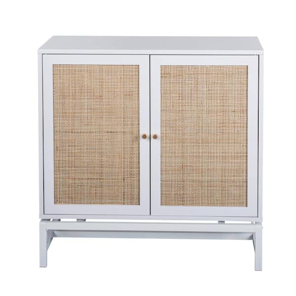 wetiny Natural rattan 2 door cabinet，with 1 Adjustable Inner Shelves，rattan，Accent Storage Cabinet