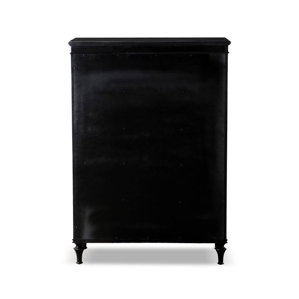 Seabliss Black Solid Wood 5-Drawer Chest with Felt Lined Drawer