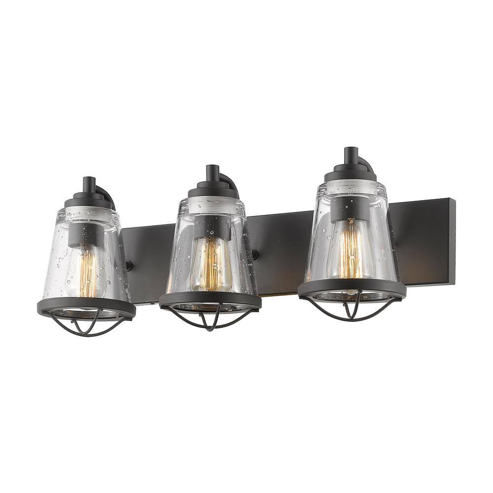 Filament Design Lorinda 3 Light Bronze Bath Light With Clear Seedy Glass Shade Hd Te76473 The Home Depot