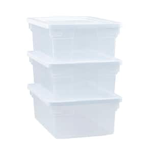 oky 12 Qt. Storage Box Plastic, White,16.88x11.50x5.88 Inches