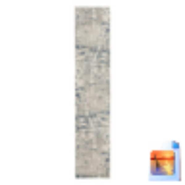 2 ft. x 12  ft. Blue Abstract Washable Area Rug Runner Rug