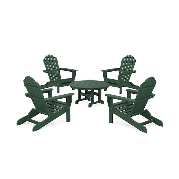 Trex Outdoor Furniture Monterey Bay 5-Piece Plastic Patio Conversation Set in Rainforest Canopy Folding Adirondack Chair