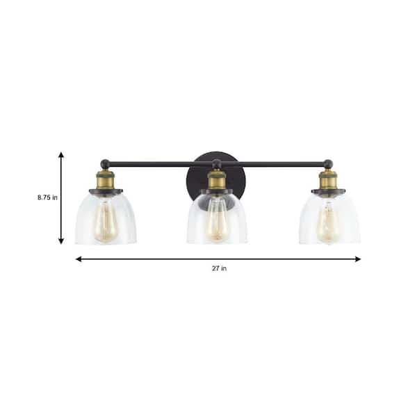 Home Decorators Collection Evelyn 26.75 in. 3-Light Artisan