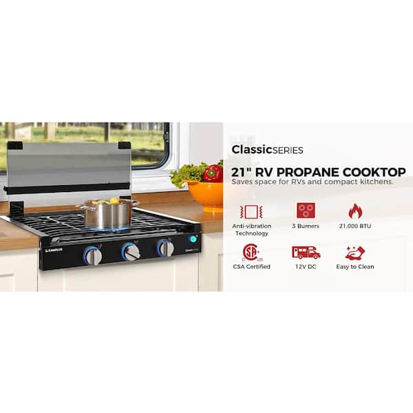 Camplux RV Stove 3 Burners 21,000 BTU, 21 Inches Propane RV Cooktop