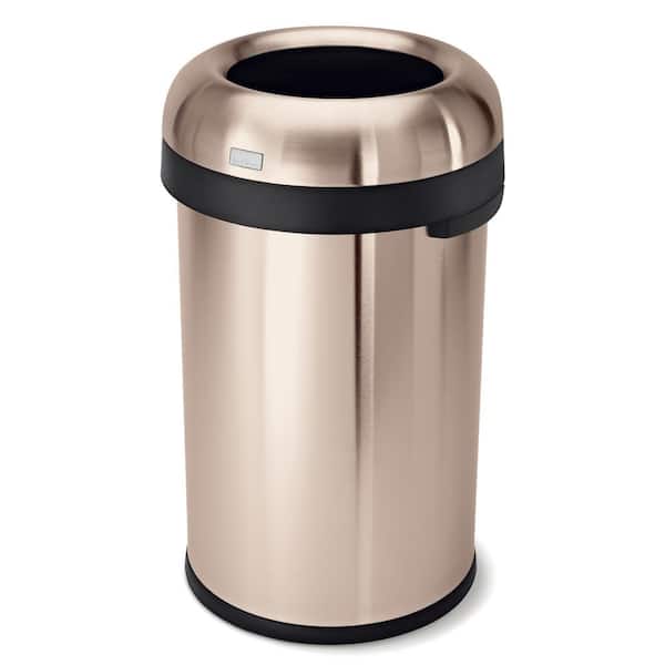 simplehuman 80-Liter/21 Gal. Rose Gold Heavy-Gauge Stainless Steel Bullet Round Open Top Commercial Trash Can