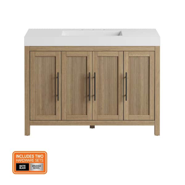 Cargrove 48 in. Single Sink Oak Bath Vanity with White Resin Composite Top (Assembled)