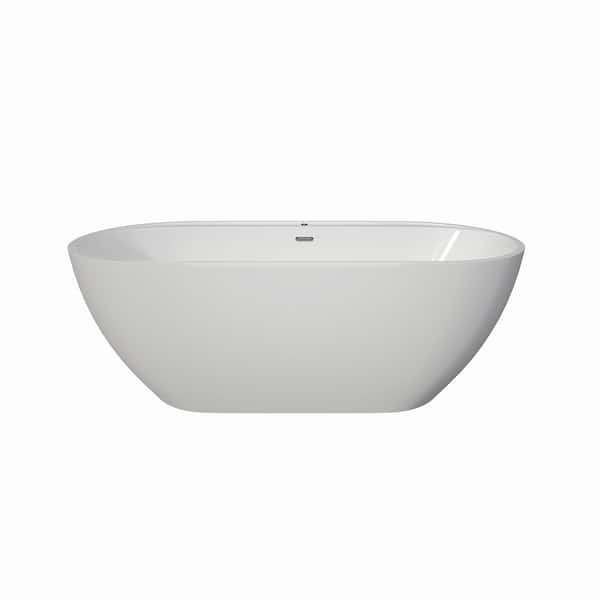 67 in. x 31.5 in. Soaking Acrylic Whirlpool Massage Bathtub with Center Drain in White