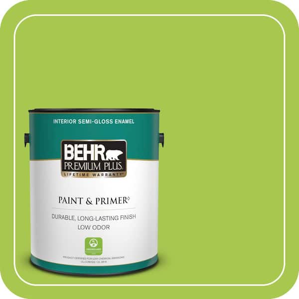 BEHR PREMIUM PLUS 1 gal. #420B-5 Sweet Midori Semi-Gloss Enamel Low Odor Interior Paint & Primer