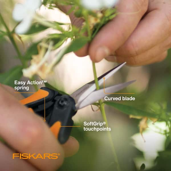 Fiskars Micro-Tip Pruning Shears with Titanium Coated Stainless Steel  Blades and Softgrip Handle 399242-1003 - The Home Depot