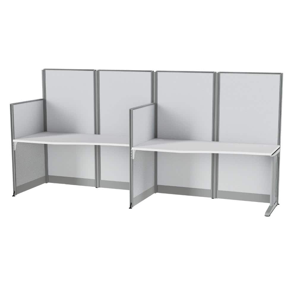 Instant Office 63"H x 129"W 2 Person In-Line Cubicle Panel Workstation, Pure White