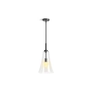 Simplice 10 in. 1-Light Matte Black Shaded Pendant