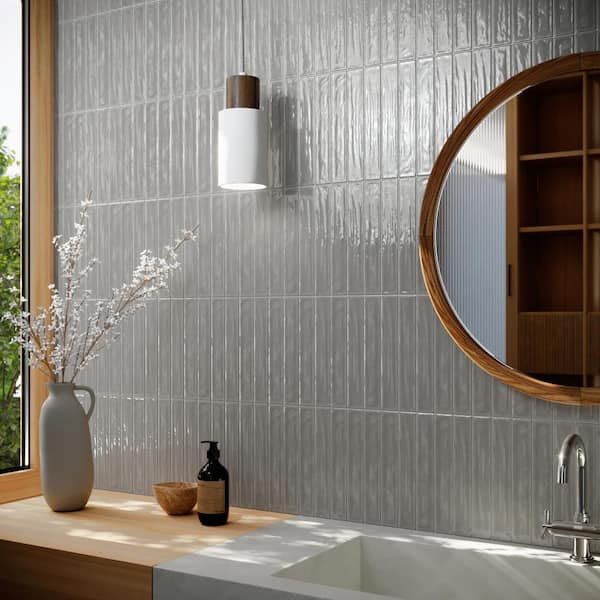MOLOVO Nova Ocean 1.97 in. x 11.81 in. Polished Ceramic Subway