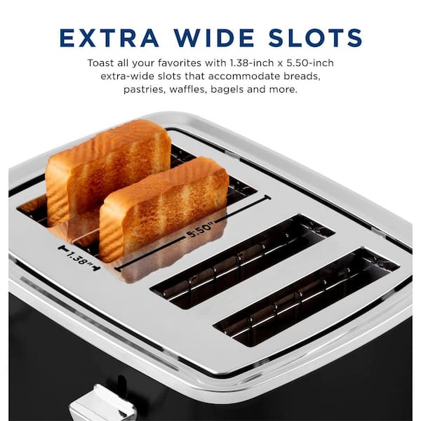 GE 4-Slice 1500 watt Black Toaster with 7 Shade Settings