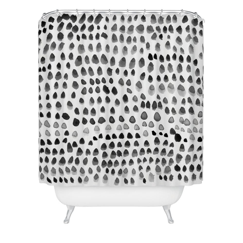 DenyDesigns. 71 in. x 74 in. Iris Lehnhardt Painted Dots Black Shower