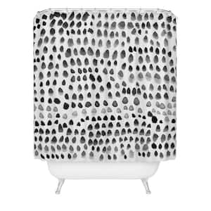 71 in. x 74 in. Iris Lehnhardt Painted Dots Black Shower Curtain