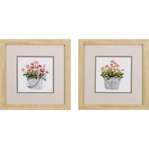 Victoria Pink Bouquet of Flowers by Unknown Wooden Wall Art (Set of 2)