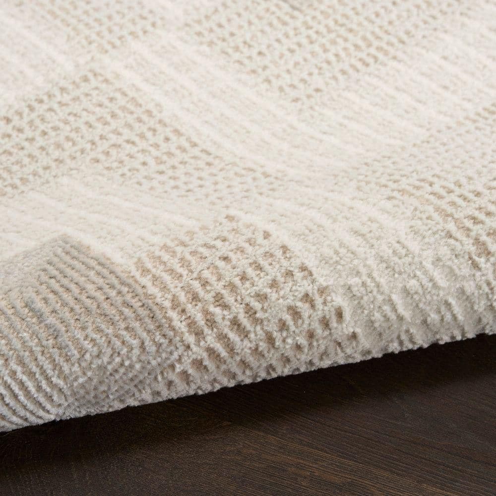 Nordic Beige Geometric Synthetic 5' x 7' Area Rug