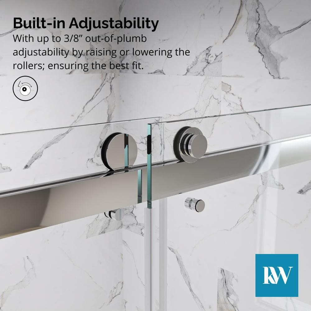 60-Inch Chrome Frameless Double Sliding Shower Door with Clear Glass