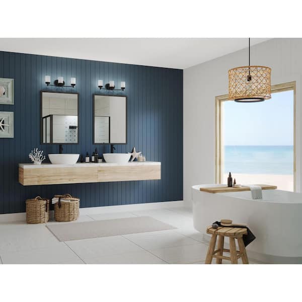 Glide Collection 3-Light Rubbed Bronze Etched Opal Glass Coastal Bath Vanity Light