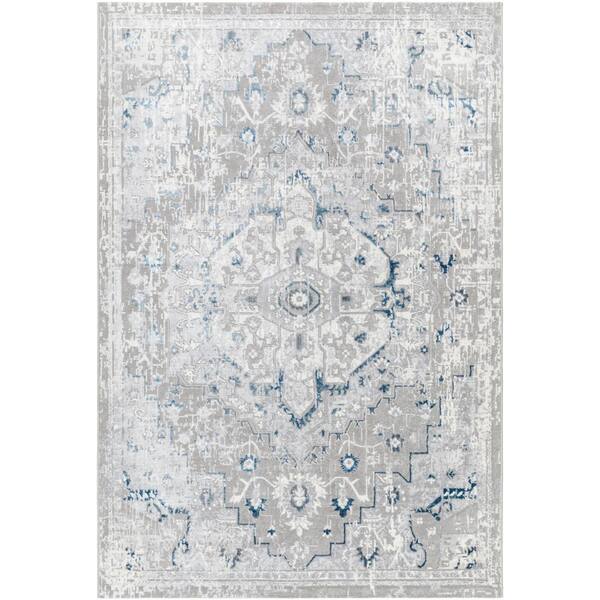 Livabliss Perception Blue/Gray Medallion 7 ft. x 9 ft. Indoor Area Rug ...