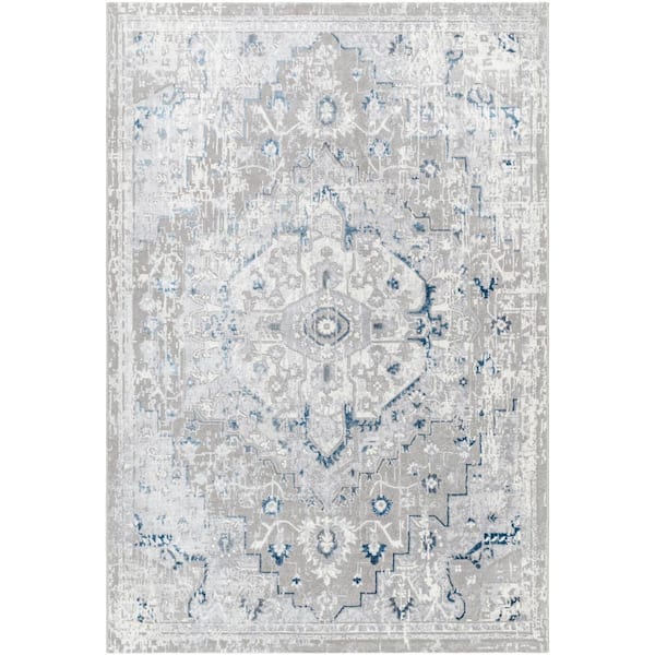 Livabliss Perception Blue/Gray Medallion 8 ft. x 9 ft. Indoor Area Rug