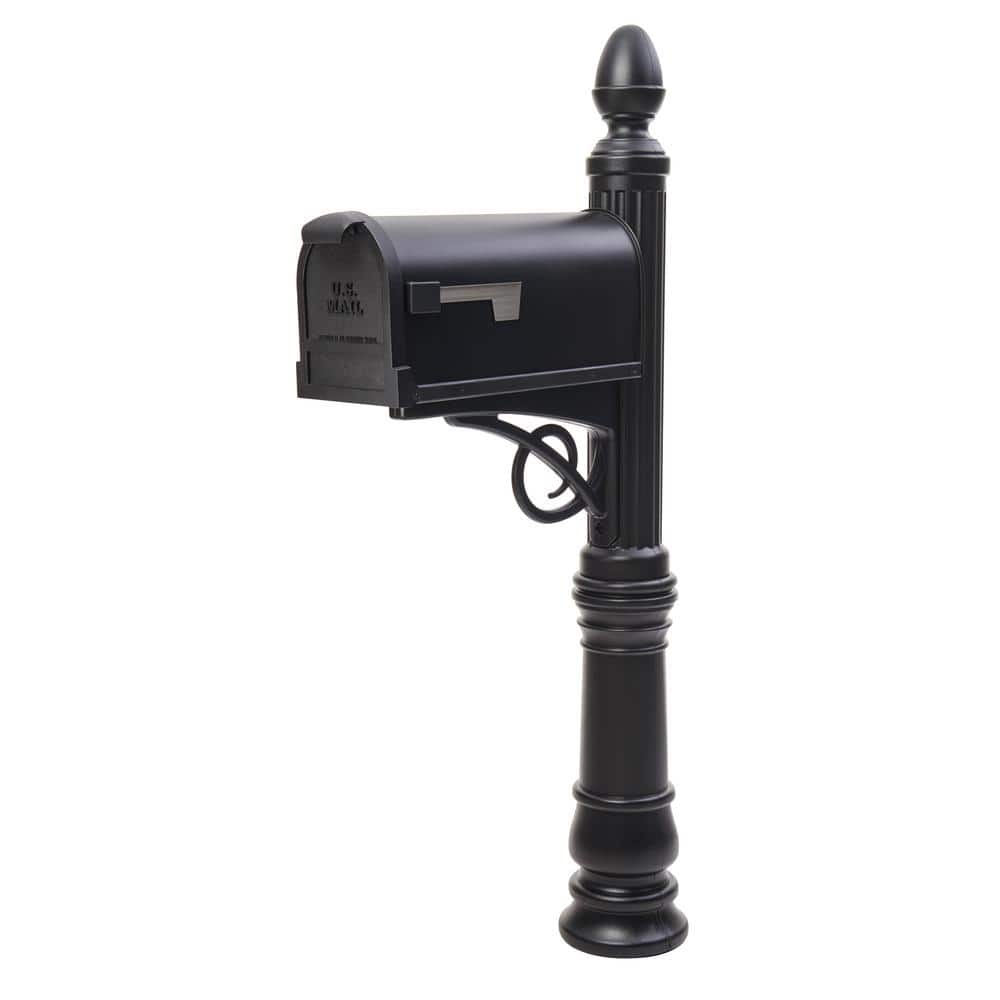 Victorian Black Polycarbonate Decorative Mailbox Post