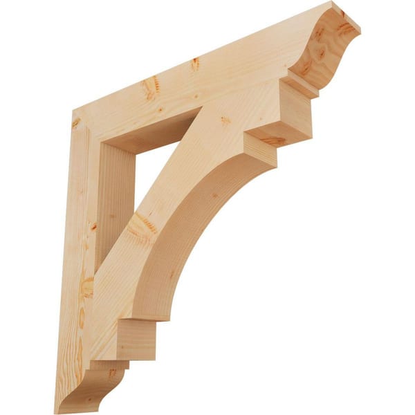 Ekena Millwork 5.5 in. x 38 in. x 38 in. Douglas Fir Merced Traditional Smooth Bracket