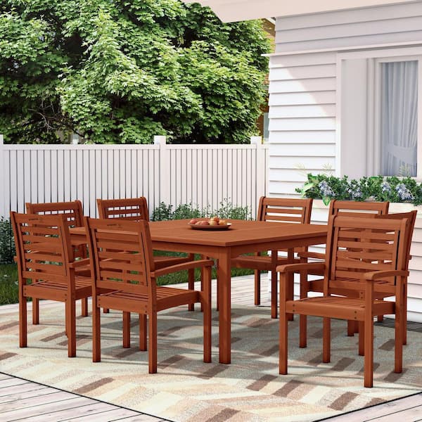 Amazonia Livorno 9-Piece Solid Wood 100% FSC Certified Square Patio Dining Set